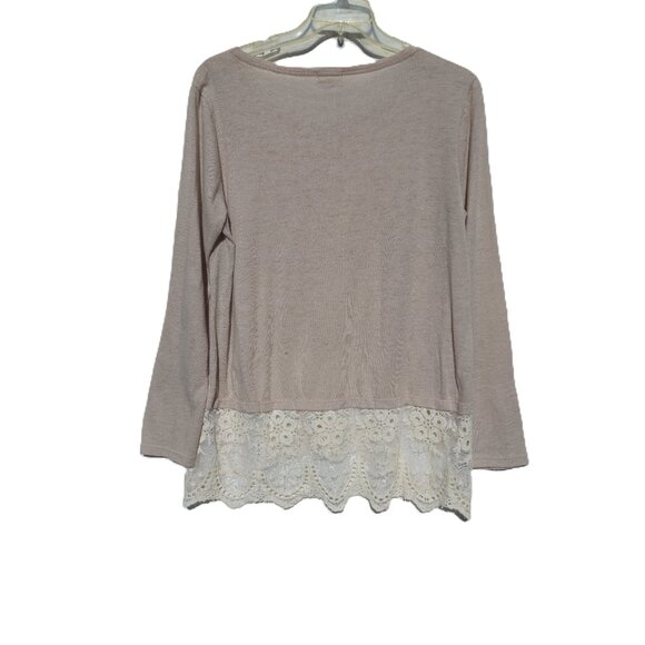 Lili's Loft Beige Lace Trimmed Hi/Lo Shirt XL - Picture 3 of 8